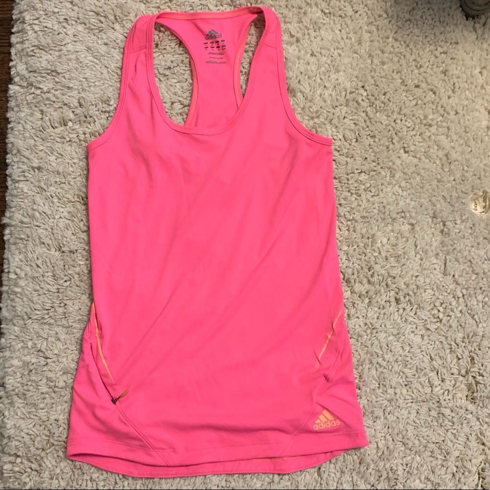 Adidas Workout Tank in Hot Pink with Front Zipper